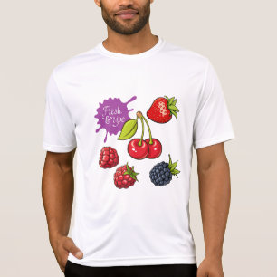 Camiseta Frutas Vermelhas Frescas e Cerejas