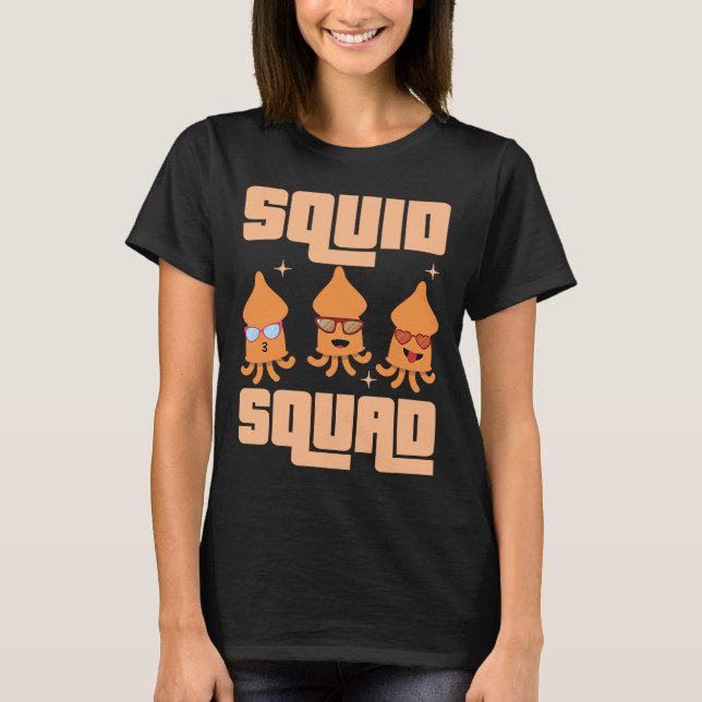 Camiseta Frutos Do Mar Da Família De Lulas Lulas Legal E Bo (Frente)