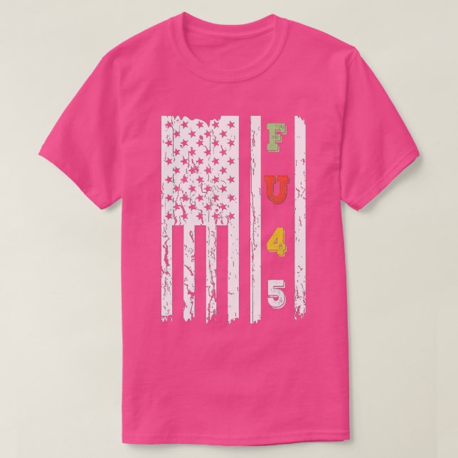 Camiseta FU45 Vintage American Flag Resist Protest Gift (Frente do Design)