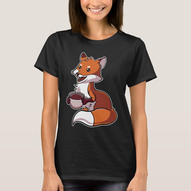 Camiseta Fuchs Rotfuchs Bebendo Café Feijão (Frente)