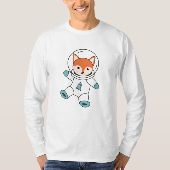 Camiseta Fuchs Voam No Espaço Como Foguete Astronauta (Frente)