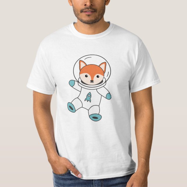 Camiseta Fuchs Voam No Espaço Como Foguete Astronauta (Frente)