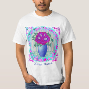 Camiseta Fuchsia Poppies flores nome personalizado