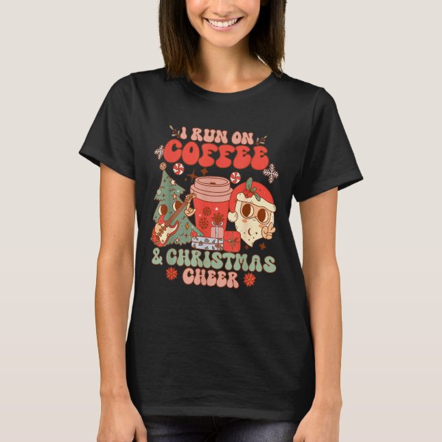 Camiseta Fueled By Coffee &amp; Christmas Cheer Funny Coffe (Frente)