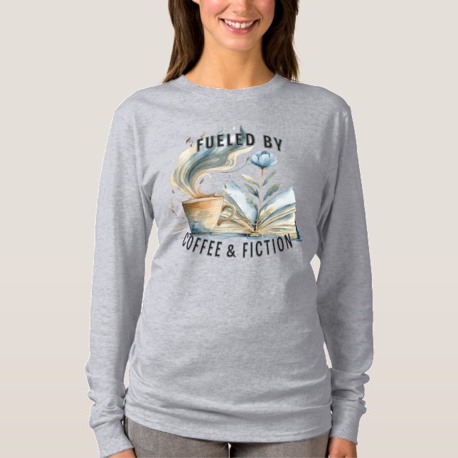 Camiseta Fueled by Coffee & Fiction Longsleeve T-shirt (Frente)