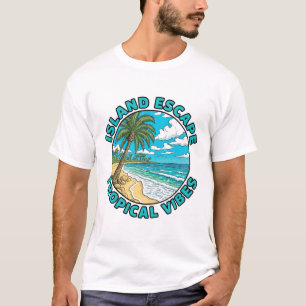 Camiseta Fuga da Ilha Vibrações Tropicais Palmeira