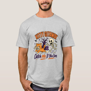 Camiseta Fuga da Kitty no Halloween Desenho de Gato Perse