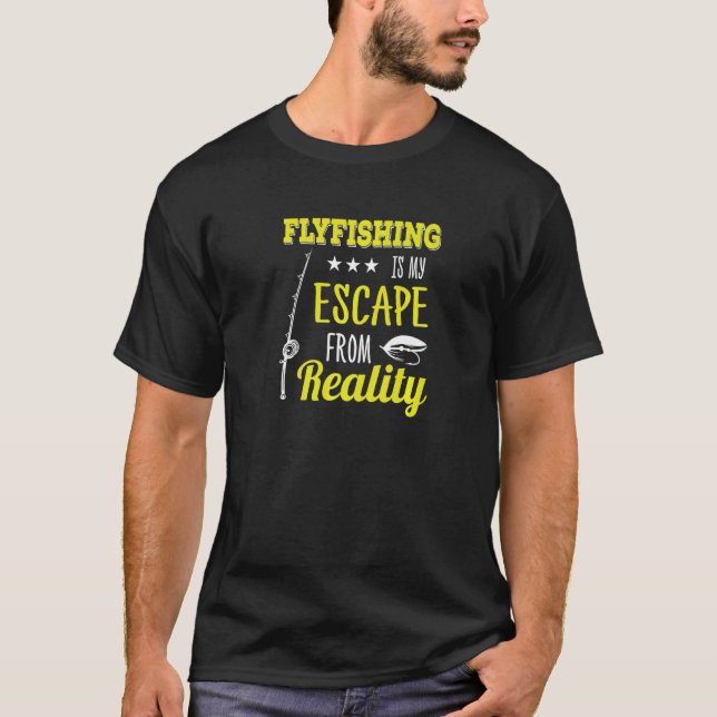 Camiseta Fuga da Realidade com Fly Fishing Truta Peixe Natu (Frente)
