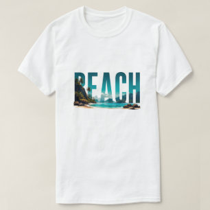 Camiseta Fuga de Praia Salgada Luxo Gráfico Costeiro