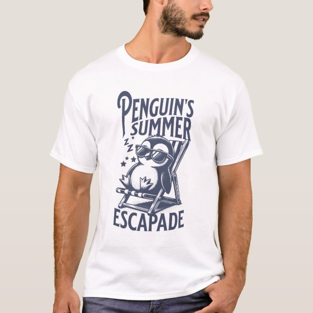 Camiseta Fuga de verão do pinguim (Frente)