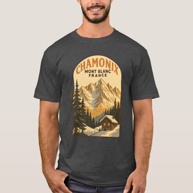 Camiseta Fuga Vintage para Chamonix Mont Blanc (Frente)