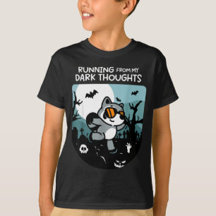 Camiseta Fugindo dos Meus Pensamentos Sombrios Guaxinim Div