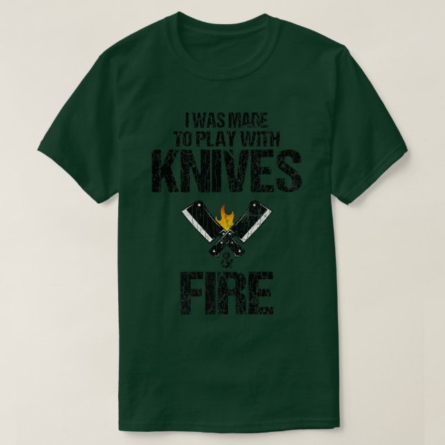 Camiseta Fui Feito Para Brincar Com Facas Divertidas Cook C (Frente do Design)