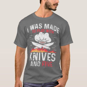 Camiseta Fui Feito Para Brincar Com Facas E Culinária De Fo