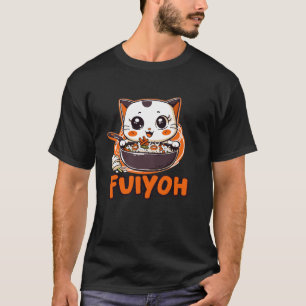 Camiseta Fuiyoh - Gato Fofo Comendo Comida Chinesa Na Wok