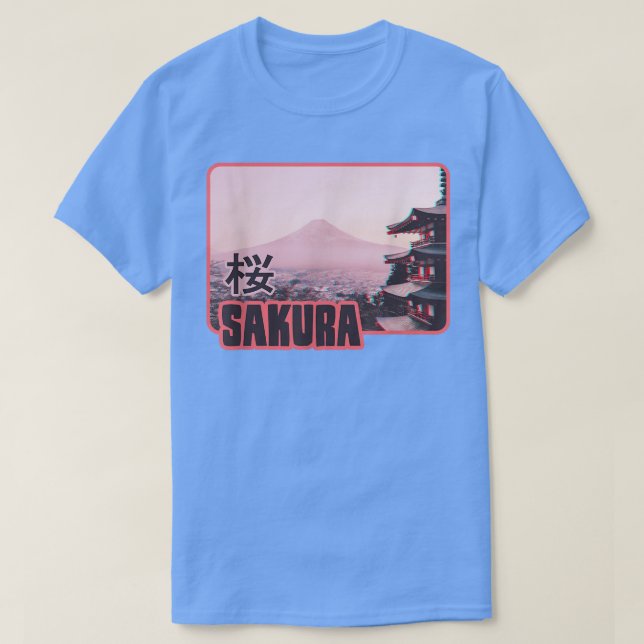 Camiseta Fujiyama Sakura Cherry Blossom Art para Cu Japonês (Frente do Design)