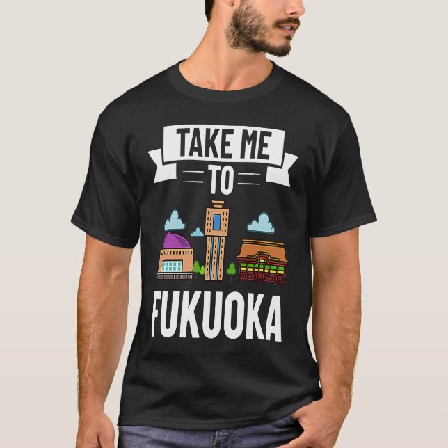 Camiseta Fukuoka Japan City Skyline Map Travel (Frente)