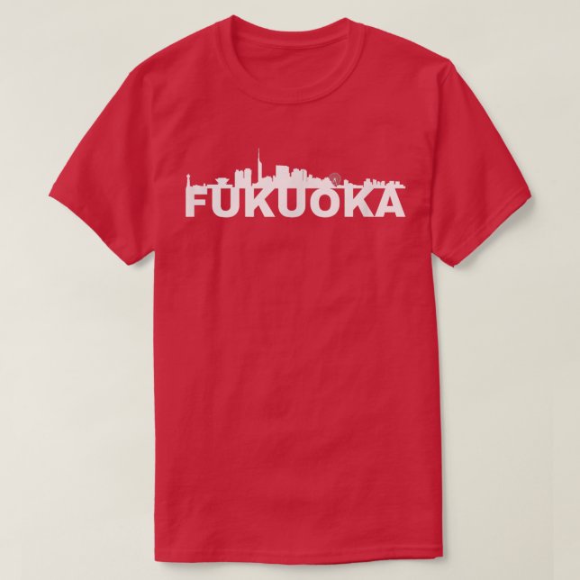 Camiseta Fukuoka Japan City Skyline Silhouette Outline Sket (Frente do Design)