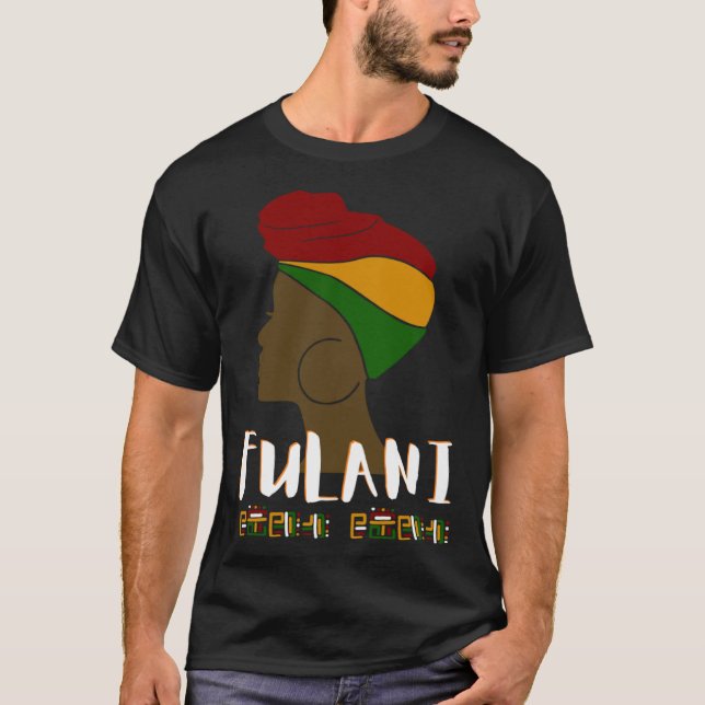 Camiseta Fulani Girl Guiné Flag Diáspora Africana (Frente)