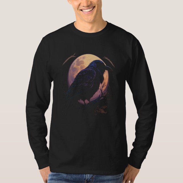 Camiseta Full Moon Crow Raven Flying Bird Halloween  1 (Frente)