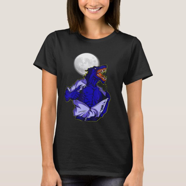 Camiseta Full moon transforms wild wolf scary jungle world (Frente)