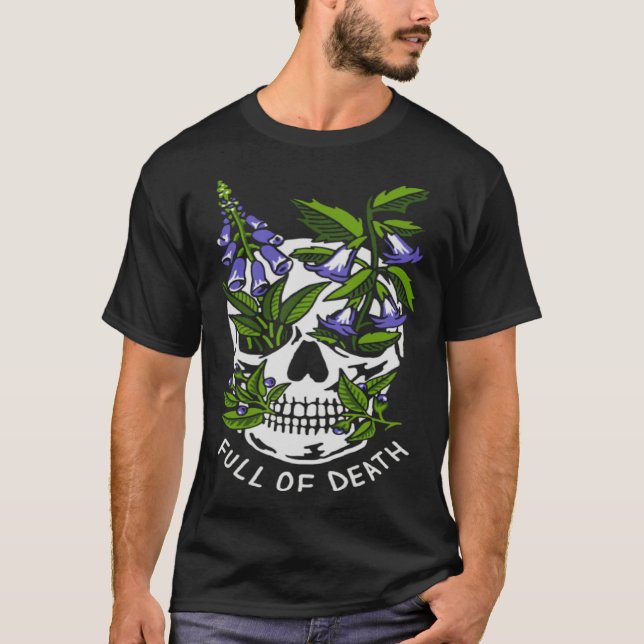 Camiseta Full Of Death  Skull Botanical (Frente)