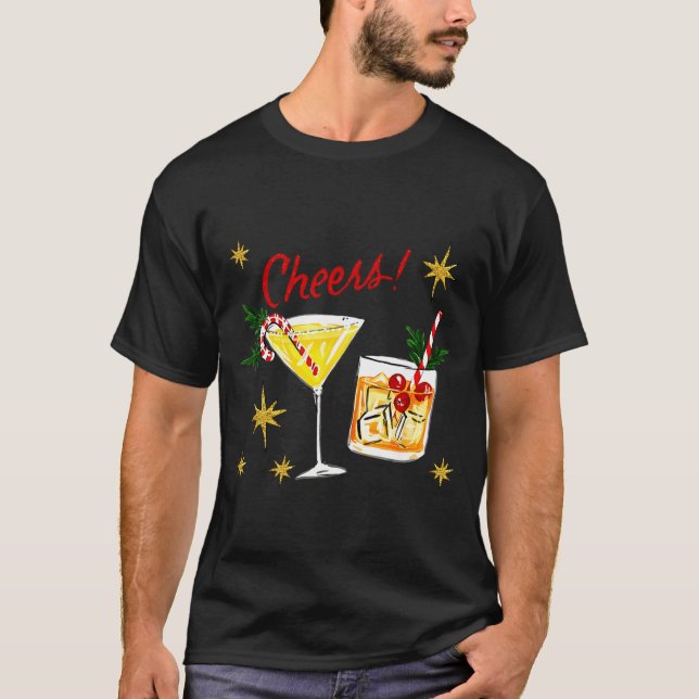 Camiseta Full Of Holiday Srit Cheers Martini Christmas Drin (Frente)