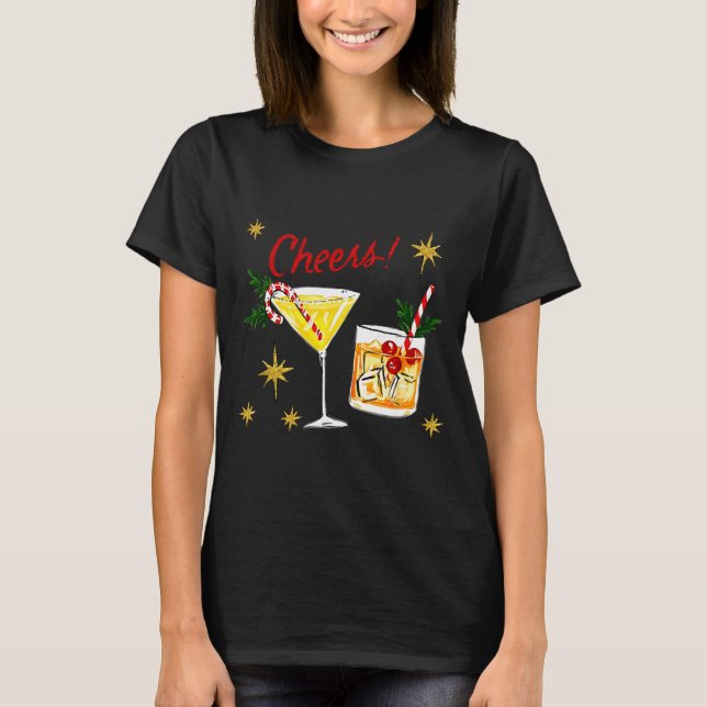 Camiseta Full Of Holiday Srit Cheers Martini Christmas Drin (Frente)