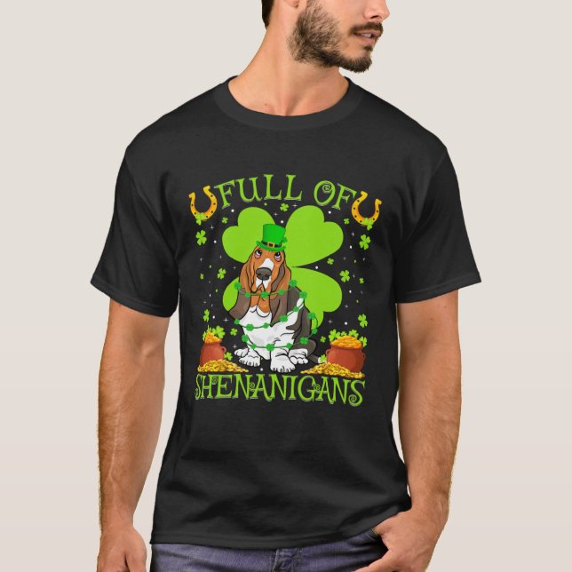 Camiseta Full Of Shenanigans Basset Hound Dog St Patrick s  (Frente)