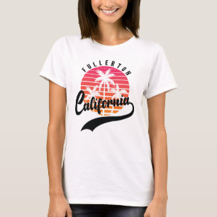 Camiseta Fullerton, California Retro Sunset, Camisa-T de Mu