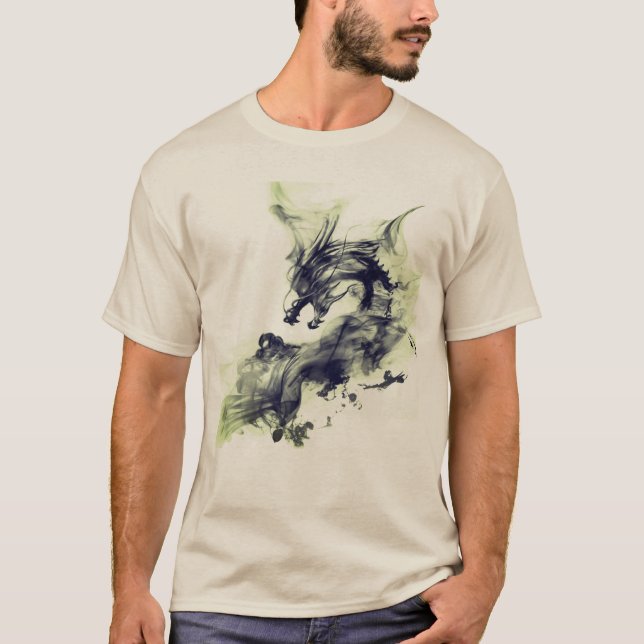 Camiseta Fumaça de Dragão Fogo Verde (Frente)