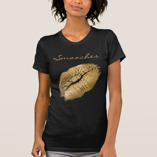 Camiseta Fumaça Lábio Preto e Dourado (Frente)