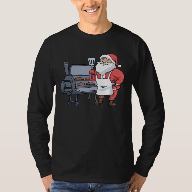 Camiseta Fumaça Natal Barbecue Santa Claus Grill (Frente)