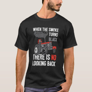 Camiseta Fumaça Torna Trator Negro Puxa Potência de Puxação