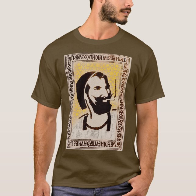 Camiseta Fumando cara e leão com suas palavras (Frente)
