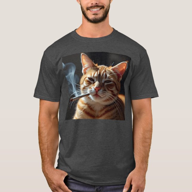 Camiseta Fumando lembrança de Geração de Gato Z Meme de Gat (Frente)