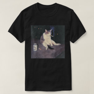 Camiseta Fumando Meme Gato   Sad Vibes Engraçado Design