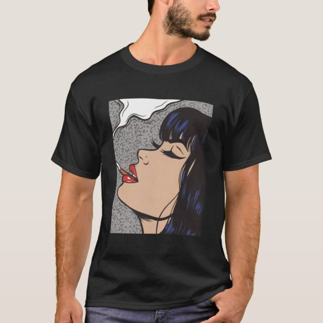 Camiseta Fumante de Pop de arte em quadrinhos (Frente)