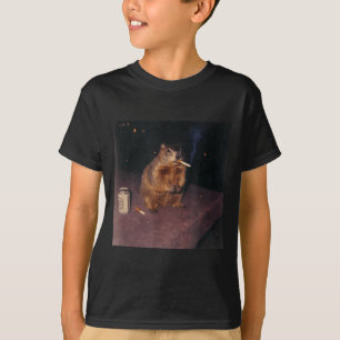 Camiseta Fumante Engraçado de Marmota Cigarro Geração Z Mem