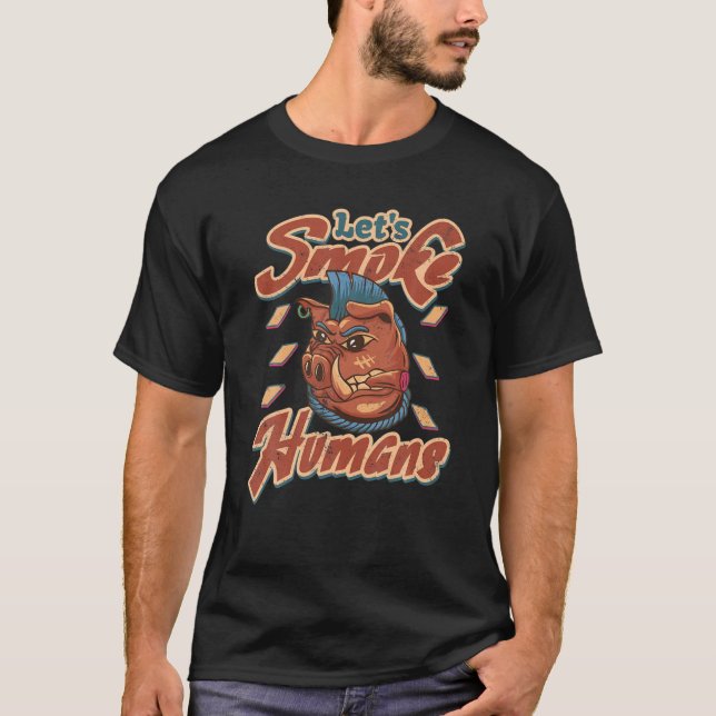 Camiseta Fumar Aquele Churrasco De Porco Eu Adoro Suínos Li (Frente)