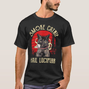 Camiseta Fumar Catnip Saúdam Lucipurr Gato Fumando
