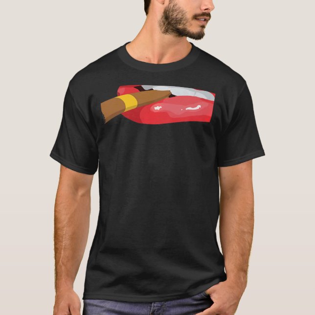 Camiseta Fumar Charuto Cubano Lábios Acendidos Gráfico de F (Frente)