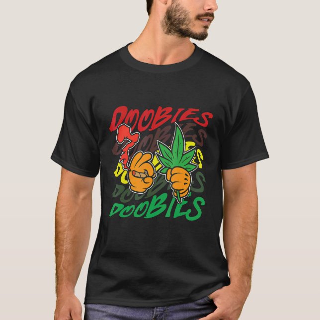 Camiseta Fumar ervas daninhas à mão fuma doobie (Frente)