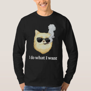 Camiseta Fumar Gato Engraçado Eu Faço O Que Eu Quero