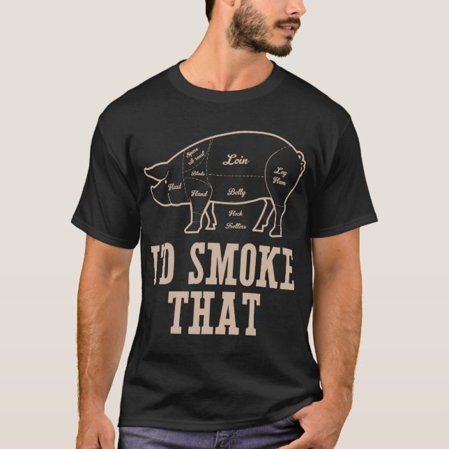Camiseta Fumava T. Porco Fumando Churrasco Grill Mestre (Frente)