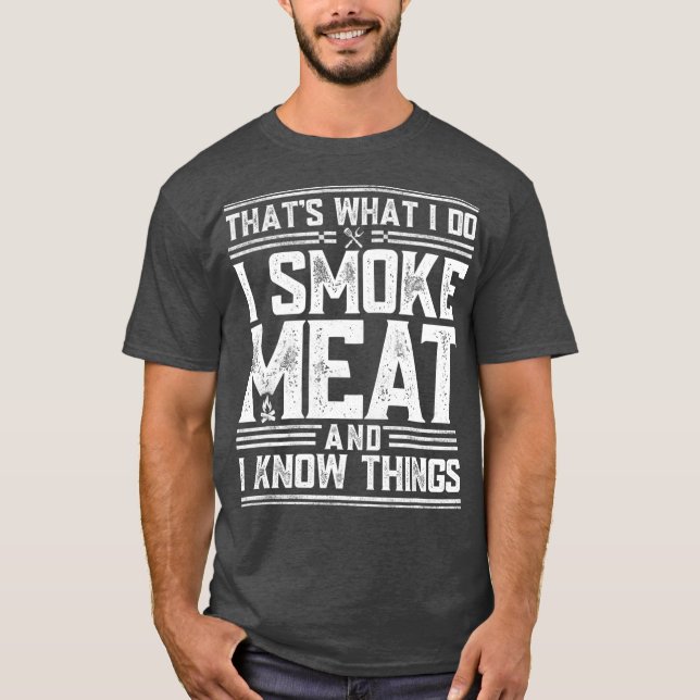 Camiseta Fumo Carne E Sei Coisas Engraçadas Fumante De CHUR (Frente)
