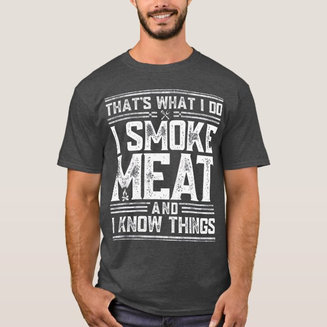 Camiseta Fumo Carne E Sei Coisas Engraçadas Fumante De CHUR (Frente)