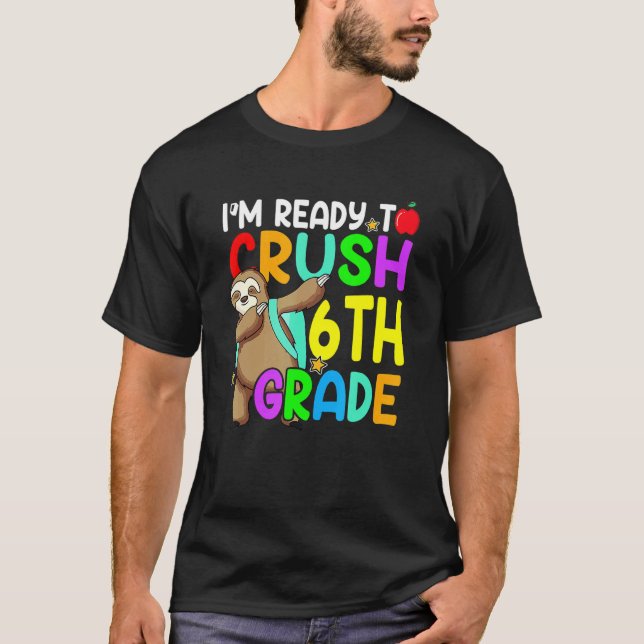 Camiseta Fun 6th Fourth Grade Dabbing Sloth Back To School  (Frente)