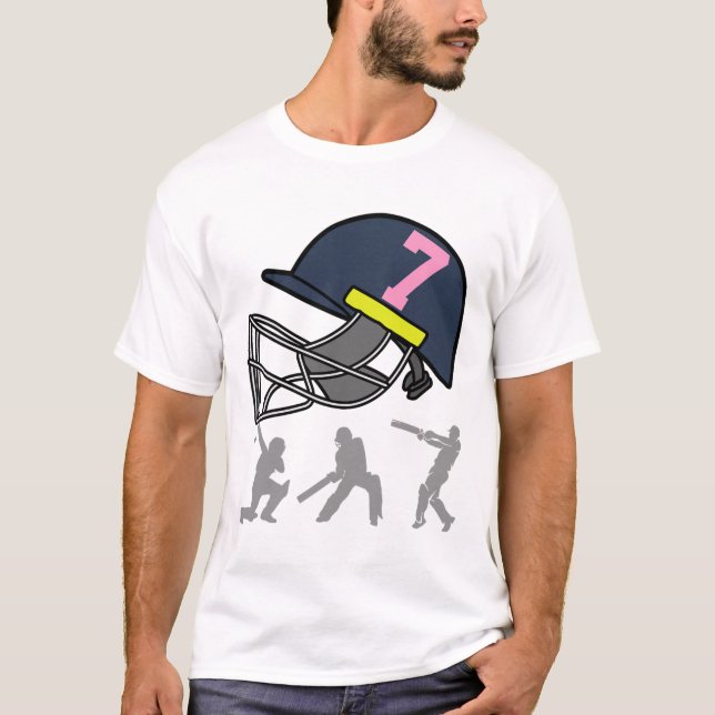 Camiseta Fun 7th Birthday Cricket Player Boys Kids 7 Year O (Frente)
