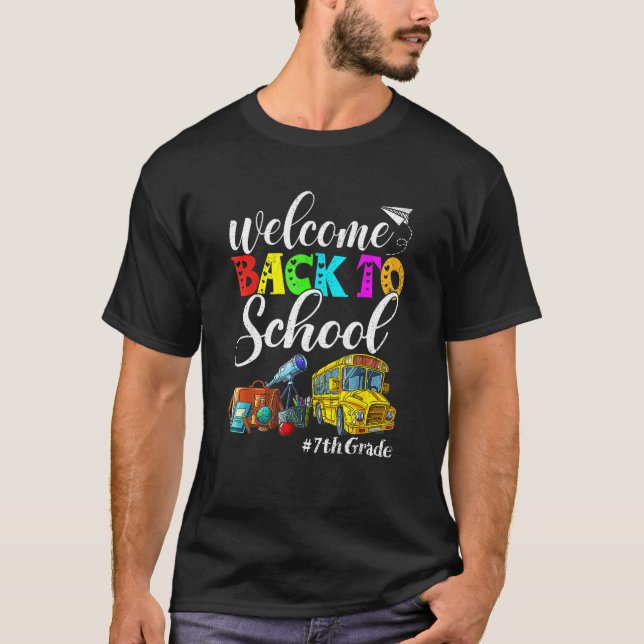 Camiseta Fun 7th Grade Welcome Back To School First Day Of  (Frente)